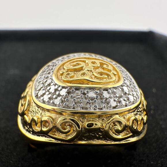 Gold and Silver Statement Ring with Ancient Motif - Size 7.5 - Picture 7 of 12